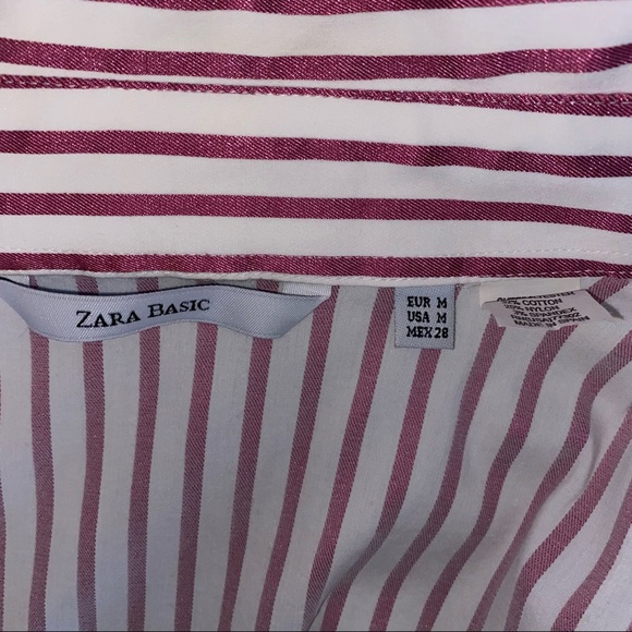 Zara Metallic Pink Stripe Dress Shirt - Picture 6 of 11